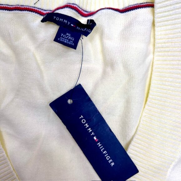 Neq-Women Tommy Hilfiger Pull-Over Sweater Pale Yellow V Neck Cotton XLT ( 23 - Picture 8 of 8